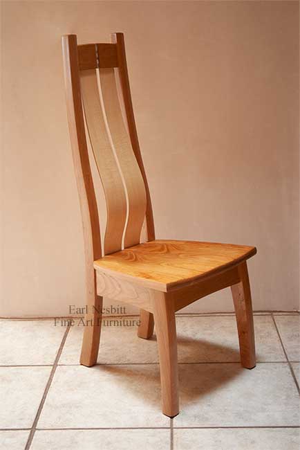 custom chair with sculpted cherry seat